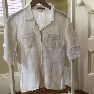 Tommy Bahama 100 % linen blouse w/ pearly buttons